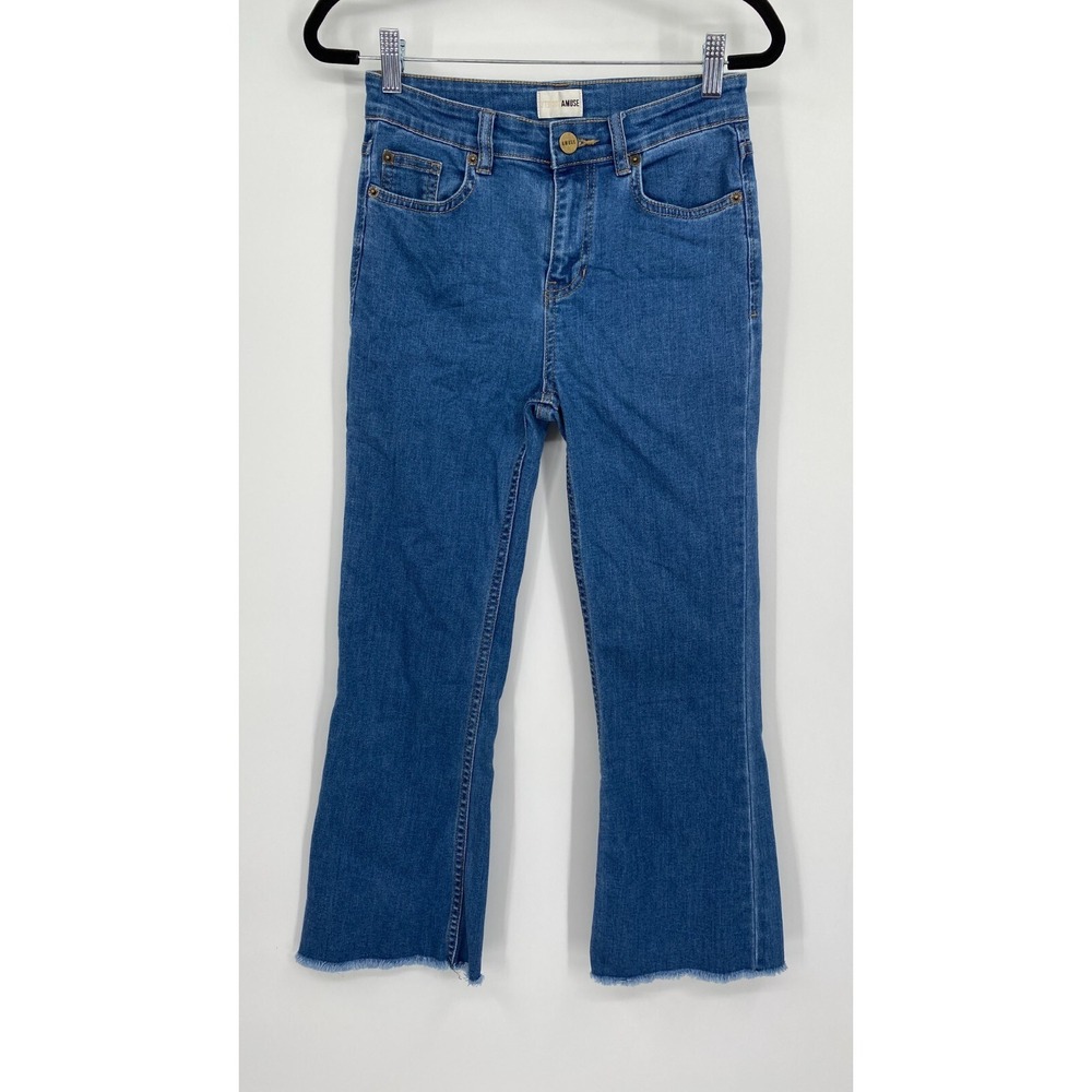 Amuse Society Crop Flare Jeans Womens Size 26 High Rise Stretch Cropped Denim